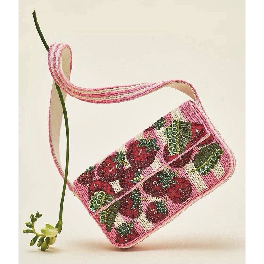 Anthropologie The Fiona Beaded Bag Food & Drink Edition Strawberry Craze Cottage